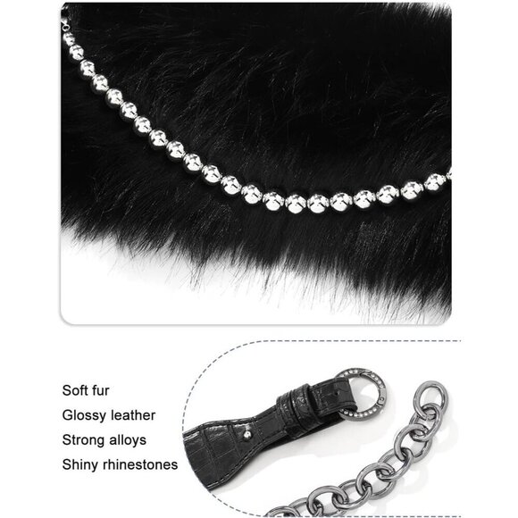 Faux Fur Belt Women Wide Chunky Waist Chain Accessory for Dresses Pants main image 5